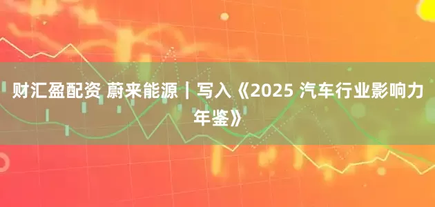 财汇盈配资 蔚来能源｜写入《2025 汽车行业影响力年鉴》